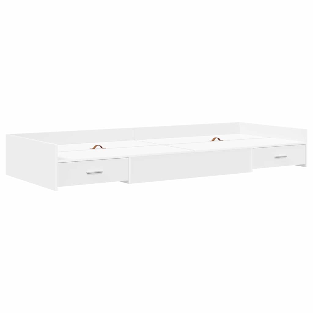 Seng med lagring med hodegjerde Hvit 90 x 200 cm Konstruert tre
