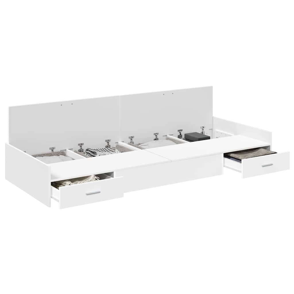 Sengestamme med hodegjerde Hvit 90 x 200 cm Konstruert tre