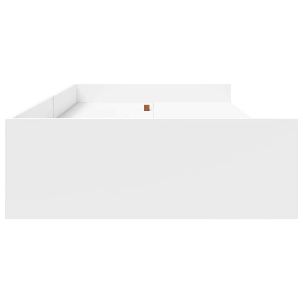 Seng med lagring med hodegjerde Hvit 90 x 200 cm Konstruert tre
