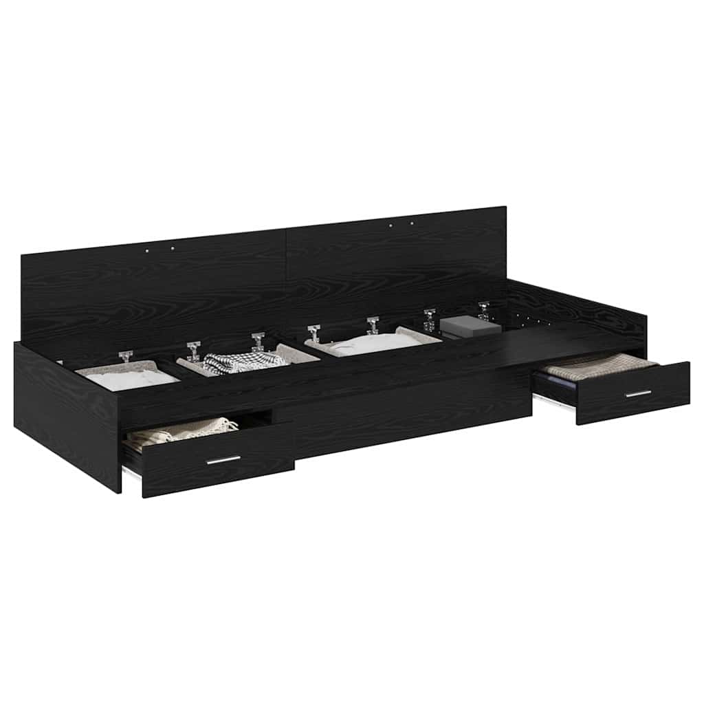 Sengestamme med hodegjerde Svart Eik 90 x 200 cm Konstruert tre