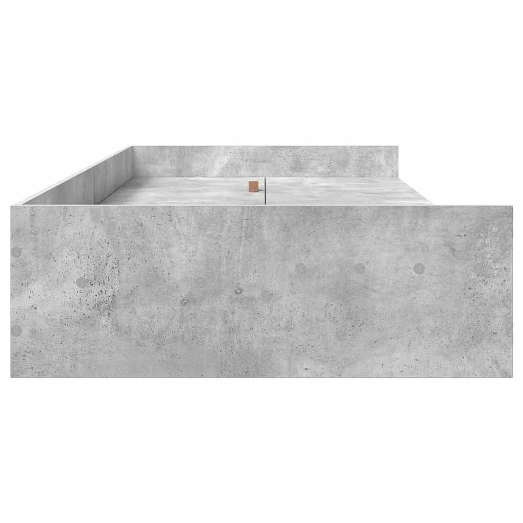 Seng med lagring med hodegjerde Betonggrå 90 x 200 cm Konstruert tre