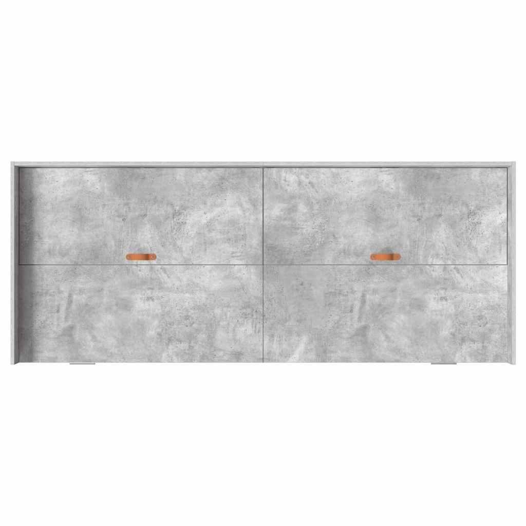 Seng med lagring med hodegjerde Betonggrå 90 x 200 cm Konstruert tre
