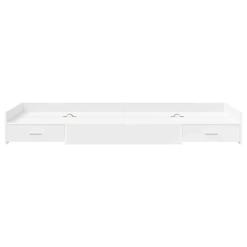 Seng med lagring med hodegjerde Hvit 80 x 200 cm Konstruert tre