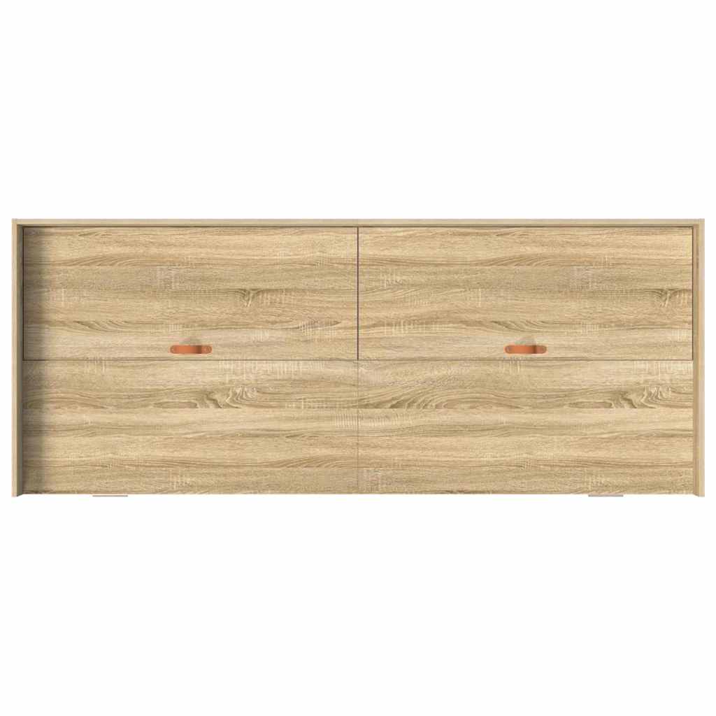 Seng med lagring med hodegjerde Sonoma eik 80 x 200 cm Konstruert tre