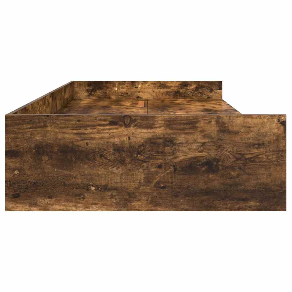 Seng med lagring med hodegjerde Røkt eik 80 x 200 cm Konstruert tre