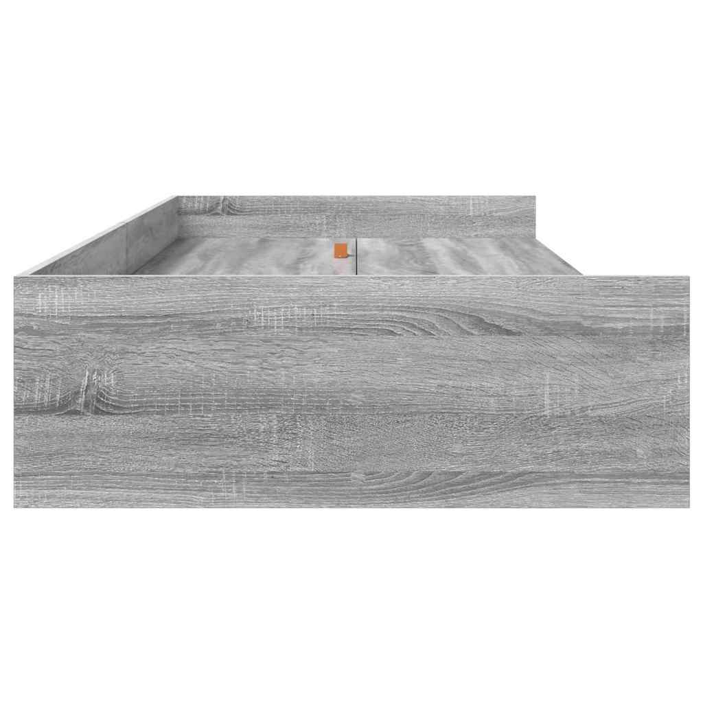 Seng med lagring med hodegjerde Grå Sonoma 80 x 200 cm Konstruert tre