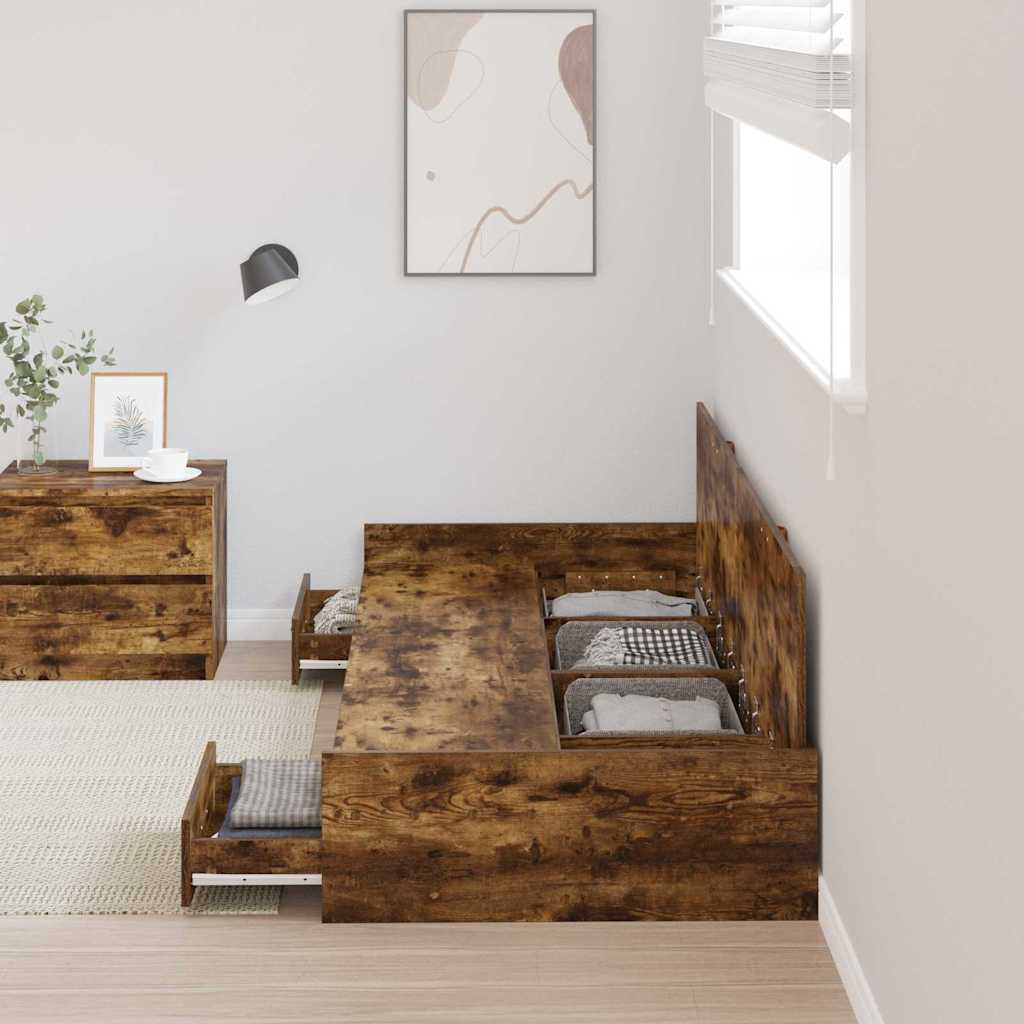 Sengestamme med hodegjerde Gamle tre 80 x 200 cm Konstruert tre