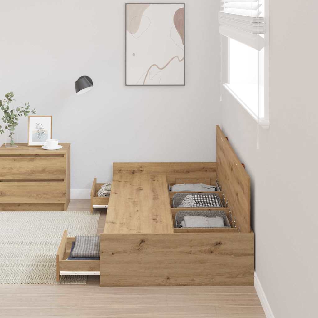 Sengestamme med skuff Artisan Eik 80 x 200 cm Konstruert tre