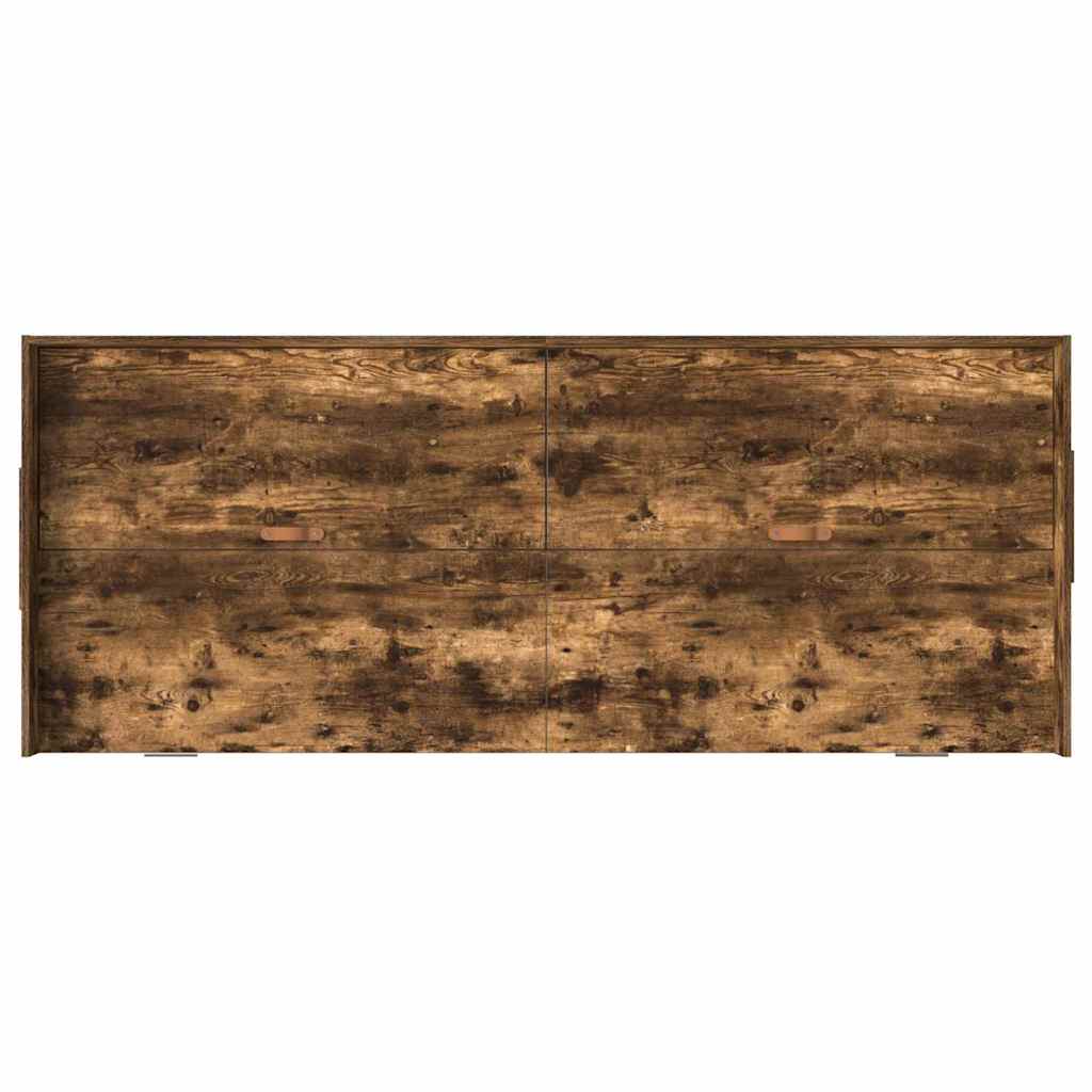 Seng med lagring med hodegjerde Røkt eik 80 x 200 cm Konstruert tre