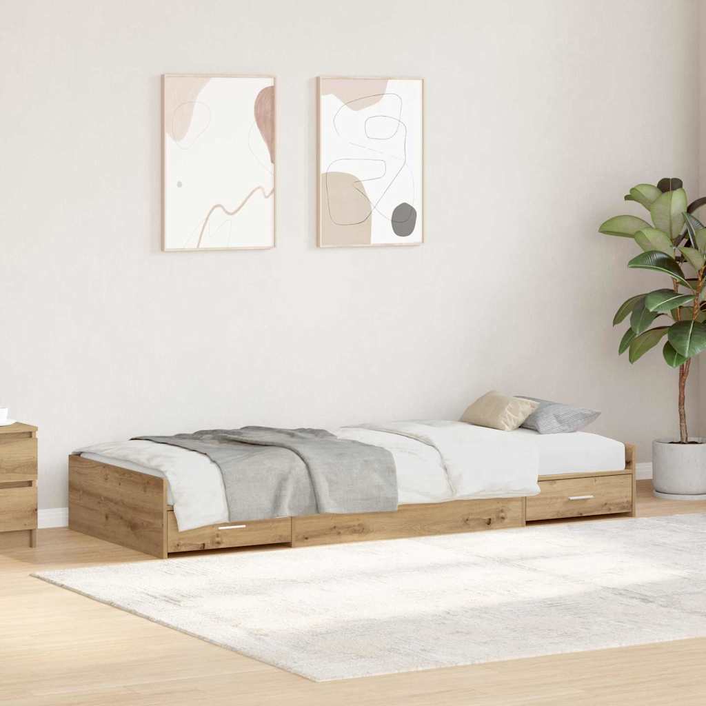 Seng med lagring med skuff Artisan Eik 80 x 200 cm Konstruert tre
