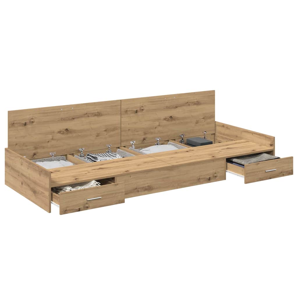 Seng med lagring med skuff Artisan Eik 80 x 200 cm Konstruert tre