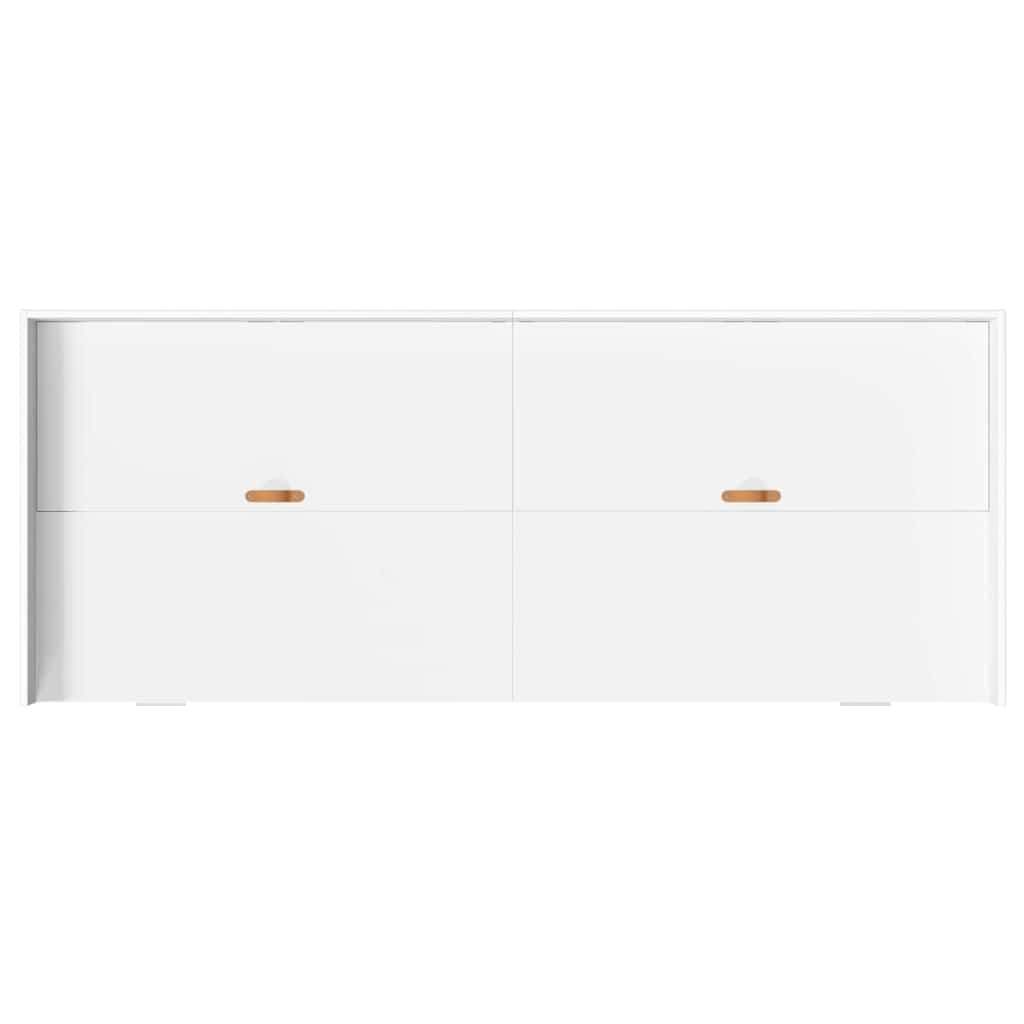 Seng med lagring med hodegjerde Hvit 75 x 190 cm Konstruert tre