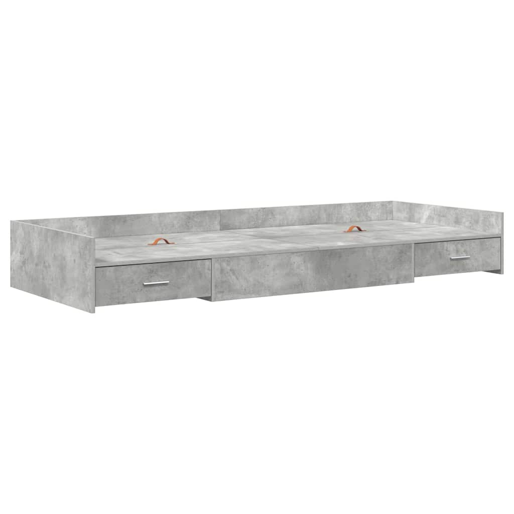 Seng med lagring med hodegjerde Betonggrå 75 x 190 cm Konstruert tre