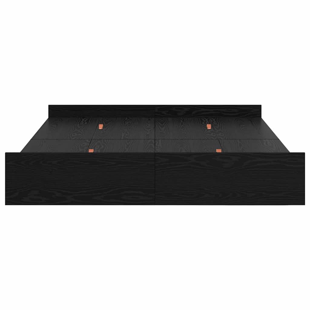 Seng med lagring Svart Eik 135 x 190 cm Konstruert tre