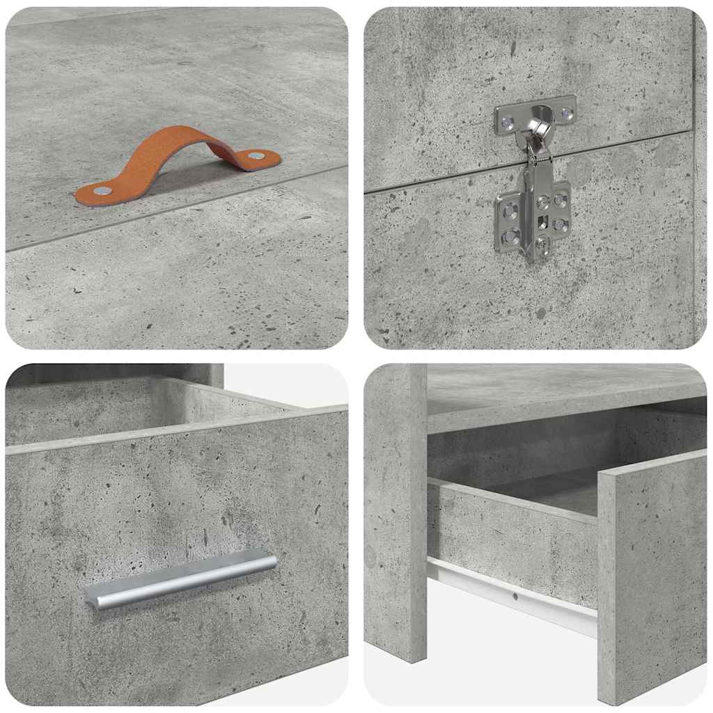 Seng med lagring Betonggrå 135 x 190 cm Konstruert tre