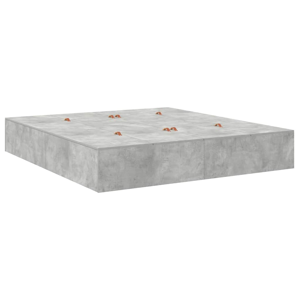 Seng med lagring Betonggrå 200 x 200 cm Konstruert tre vidaXL