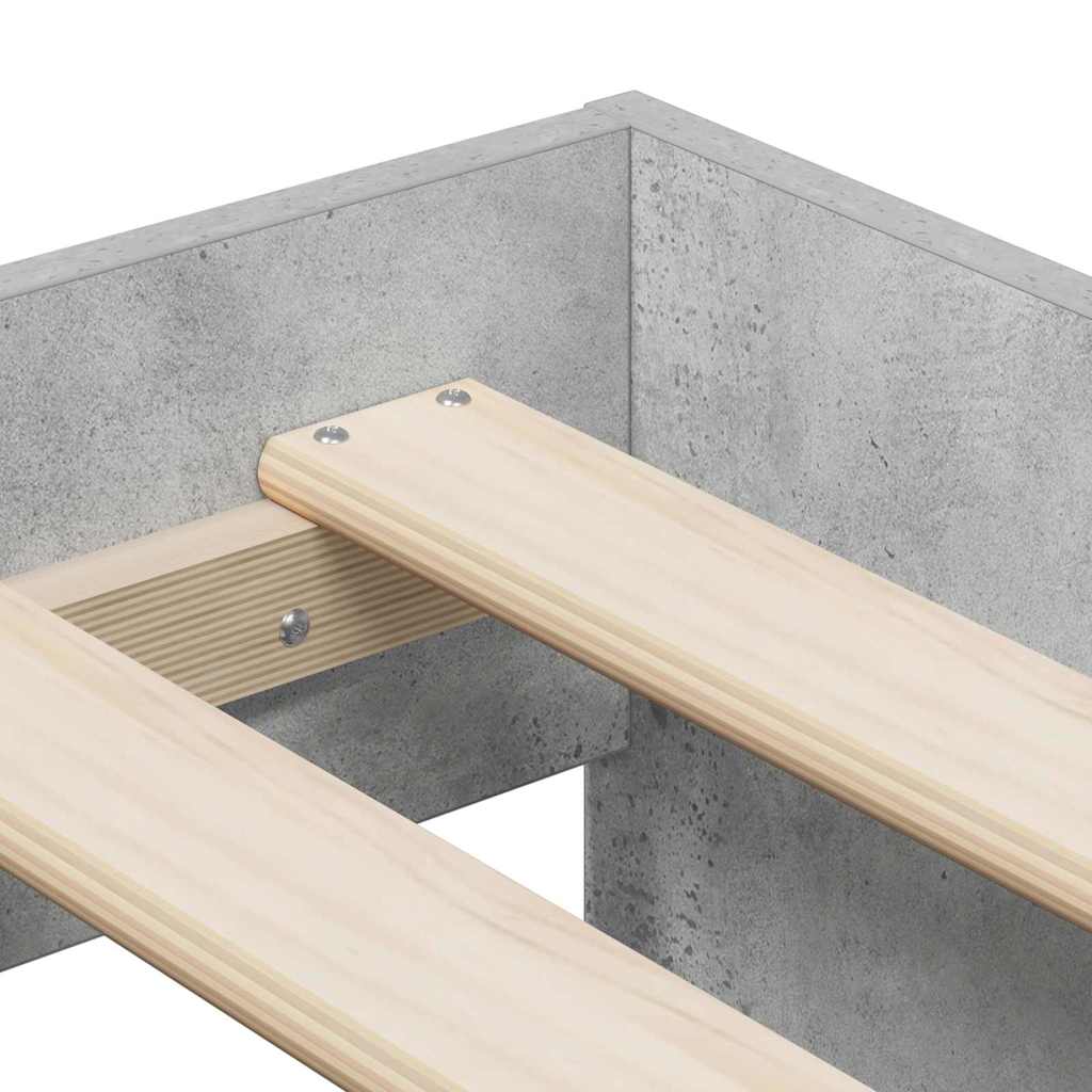 Seng med lagring Betonggrå 244 x 118 x 53.5 cm Konstruert tre