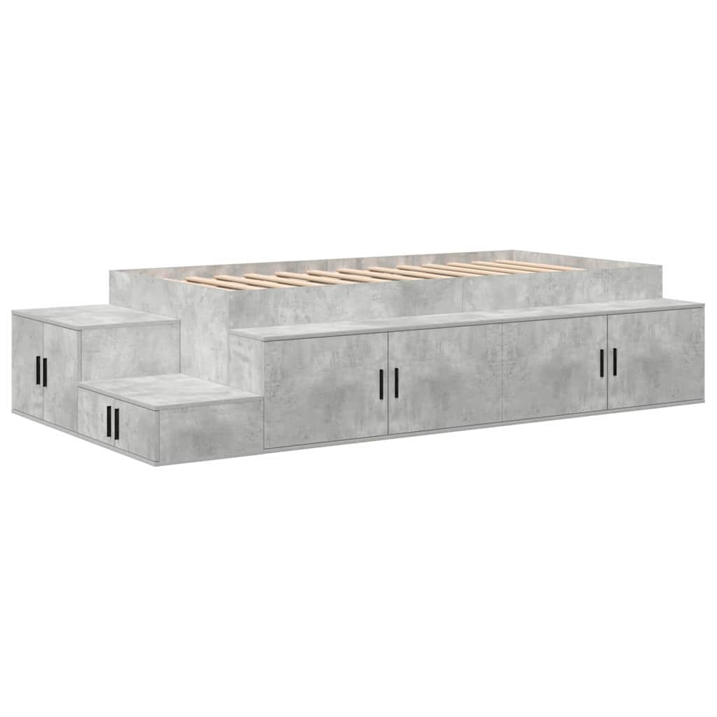 Seng med lagring Betonggrå 244 x 118 x 53.5 cm Konstruert tre