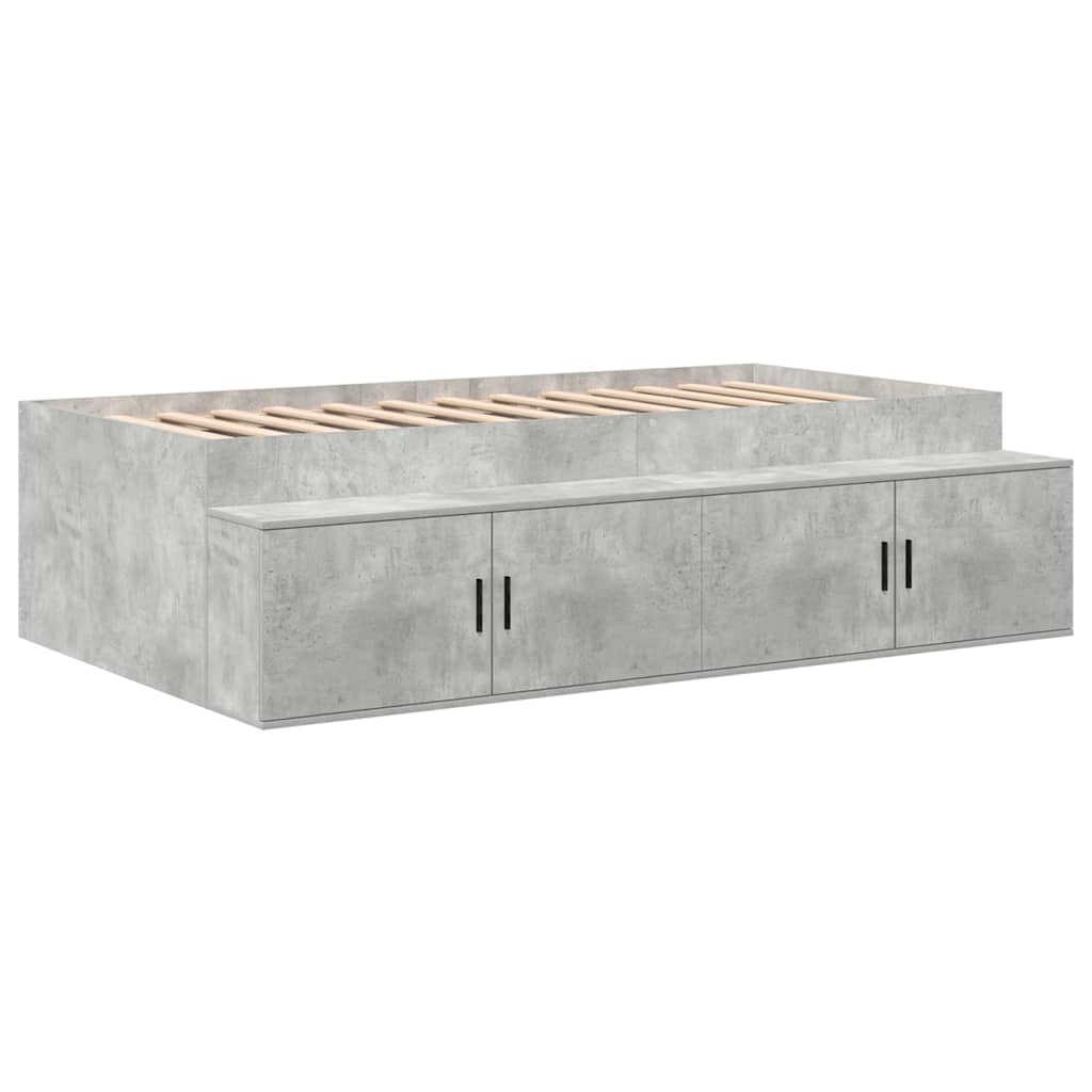 Seng med lagring Betonggrå 244 x 118 x 53.5 cm Konstruert tre