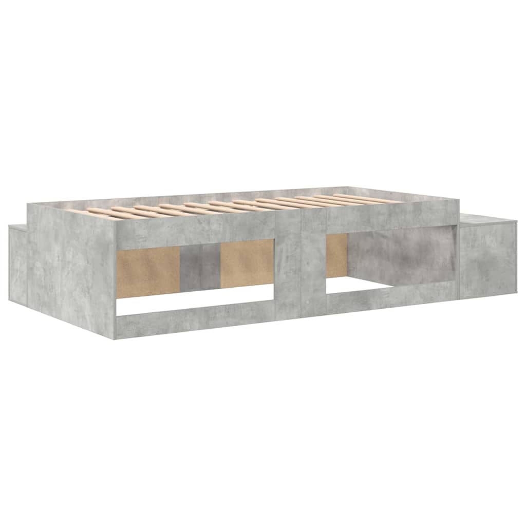 Seng med lagring Betonggrå 244 x 118 x 53.5 cm Konstruert tre