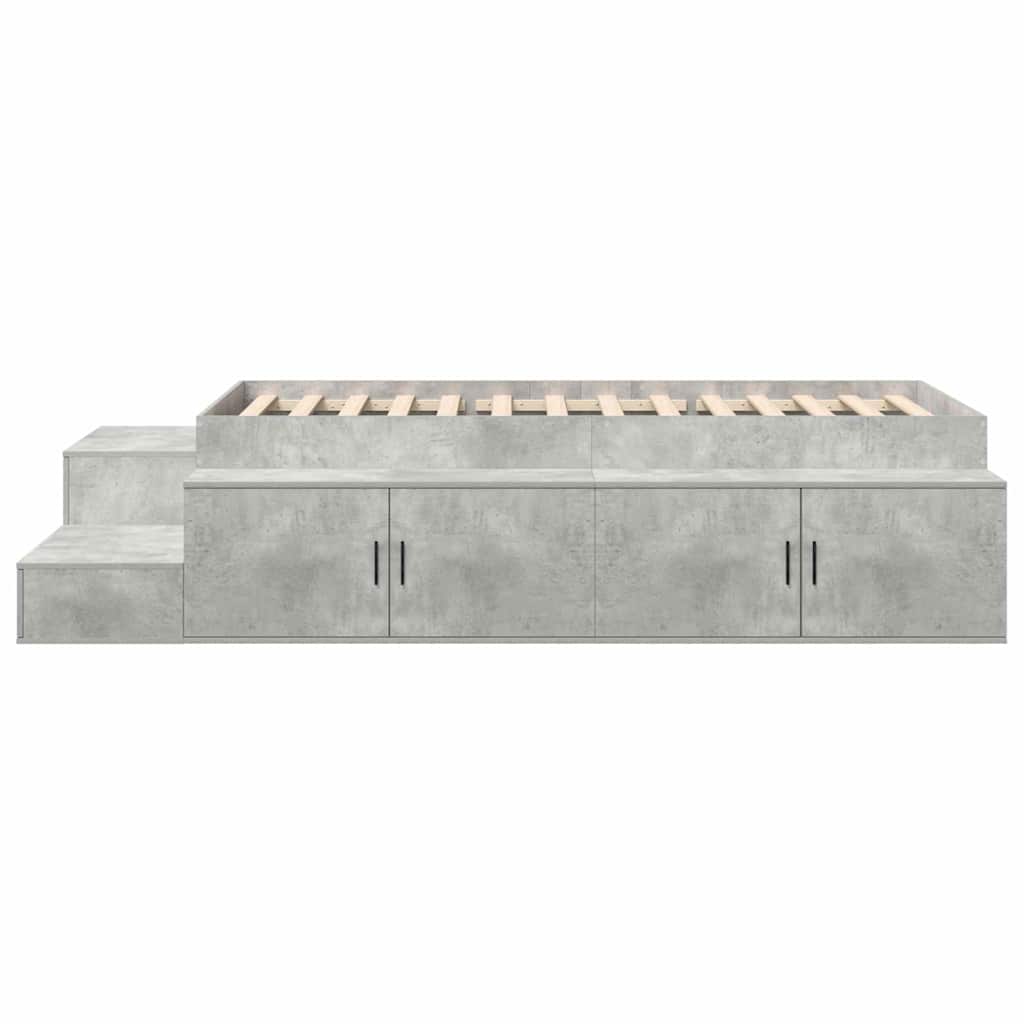 Seng med lagring Betonggrå 244 x 118 x 53.5 cm Konstruert tre
