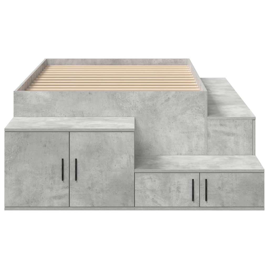 Seng med lagring Betonggrå 244 x 118 x 53.5 cm Konstruert tre