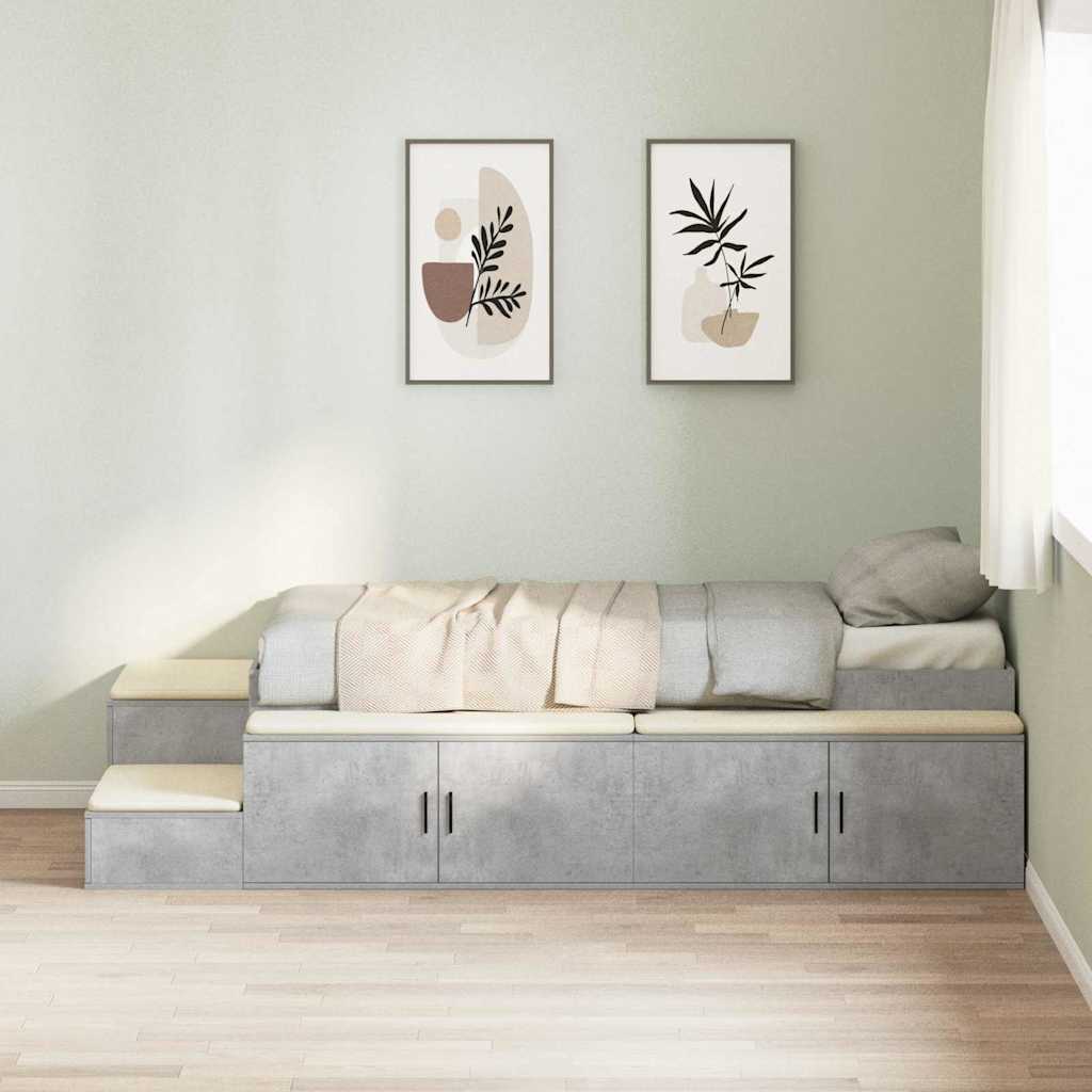 Seng med lagring Betonggrå 234 x 118 x 53,5 cm Konstruert tre