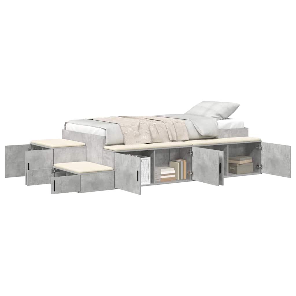 Seng med lagring Betonggrå 234 x 118 x 53,5 cm Konstruert tre