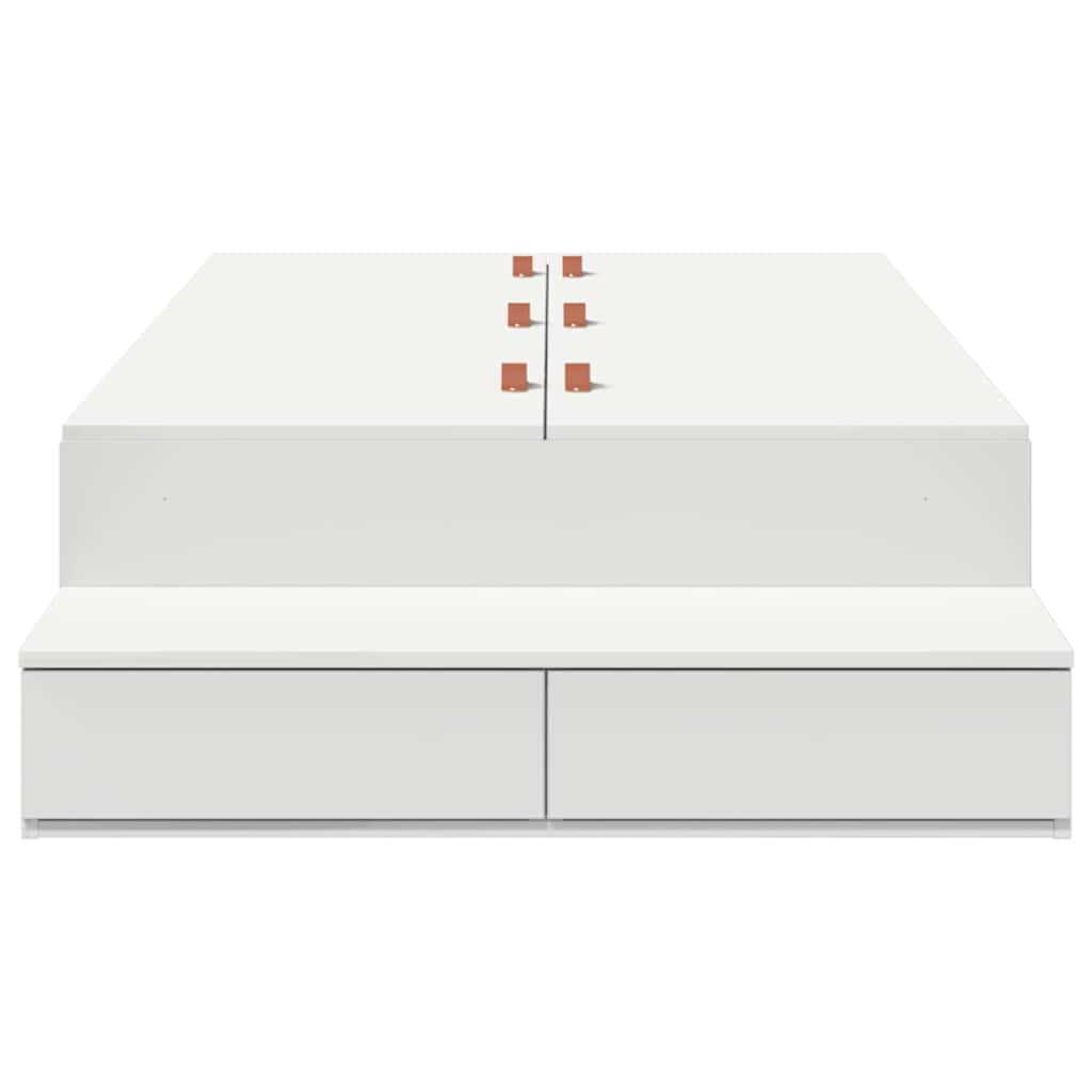 Seng med lagring med skuff Hvit 90 cm Konstruert tre