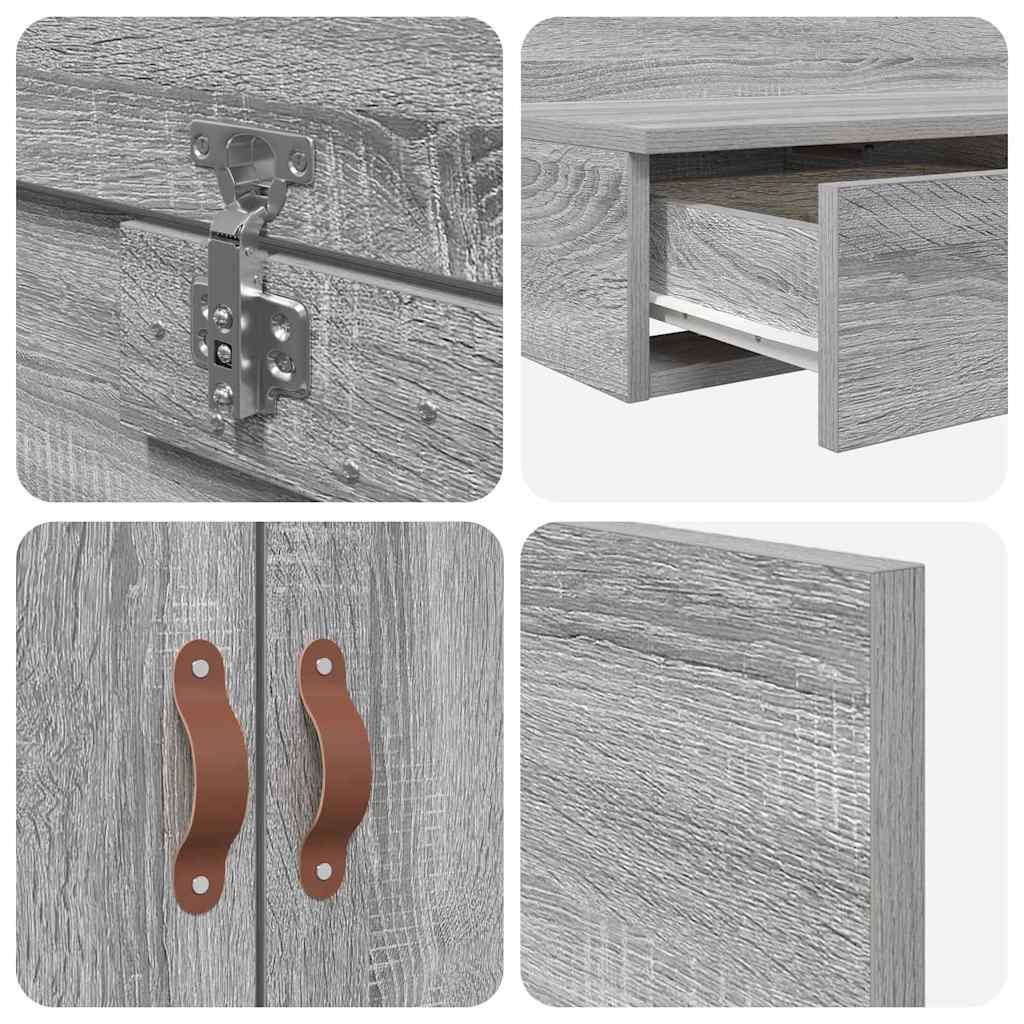 Seng med lagring med skuff Grå Sonoma 90 cm Konstruert tre