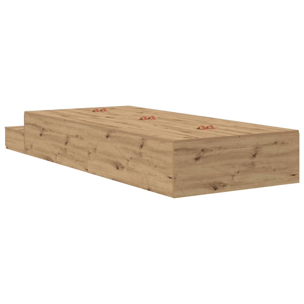 Seng med lagring med skuff Artisan Eik 90 cm Konstruert tre