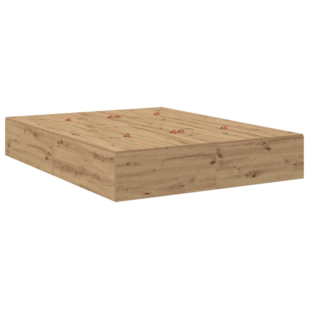 Seng med lagring med skuff Artisan Eik 150 cm Konstruert tre