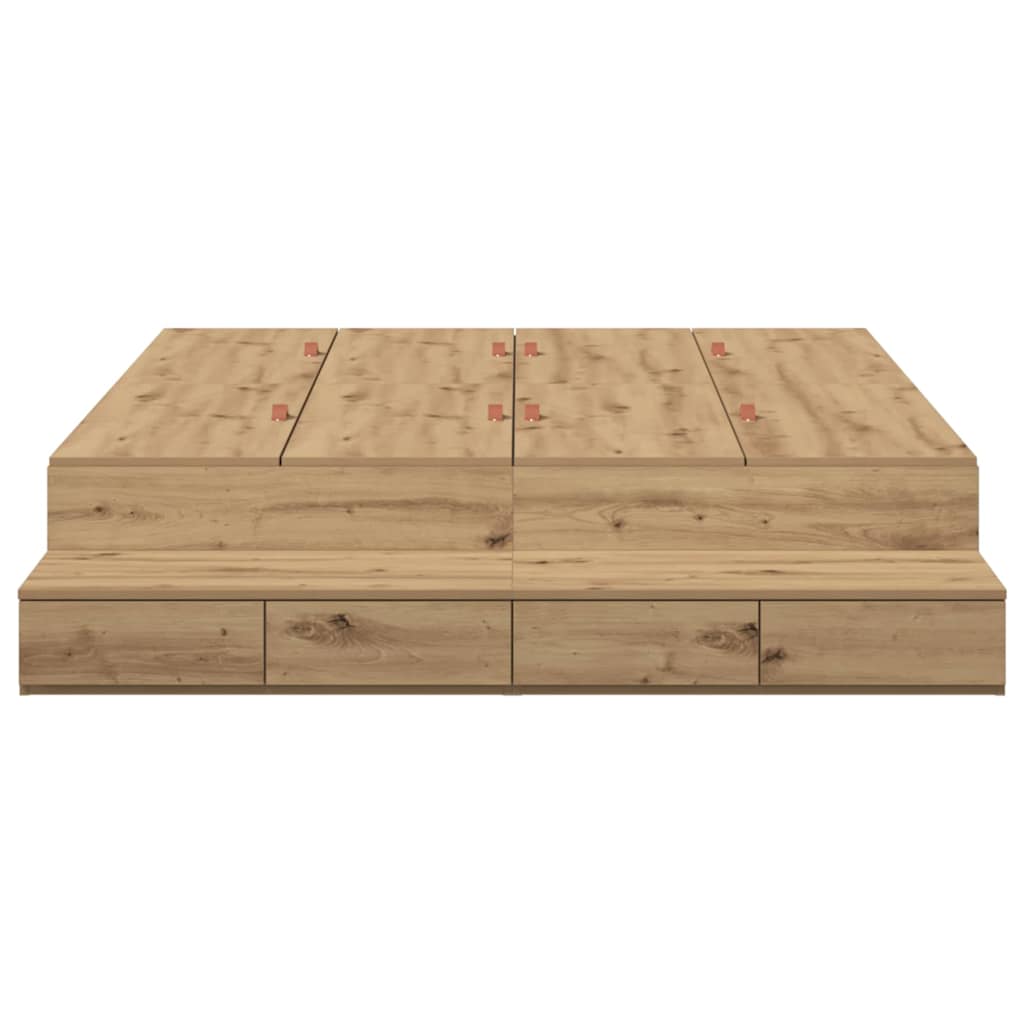 Seng med lagring med skuff Artisan Eik 150 cm Konstruert tre
