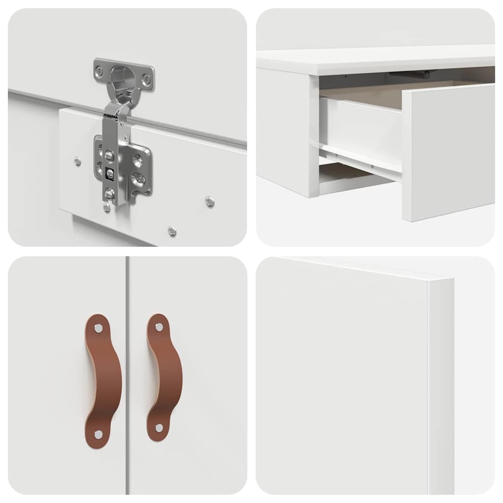 Seng med lagring med skuff Hvit 90 cm Konstruert tre