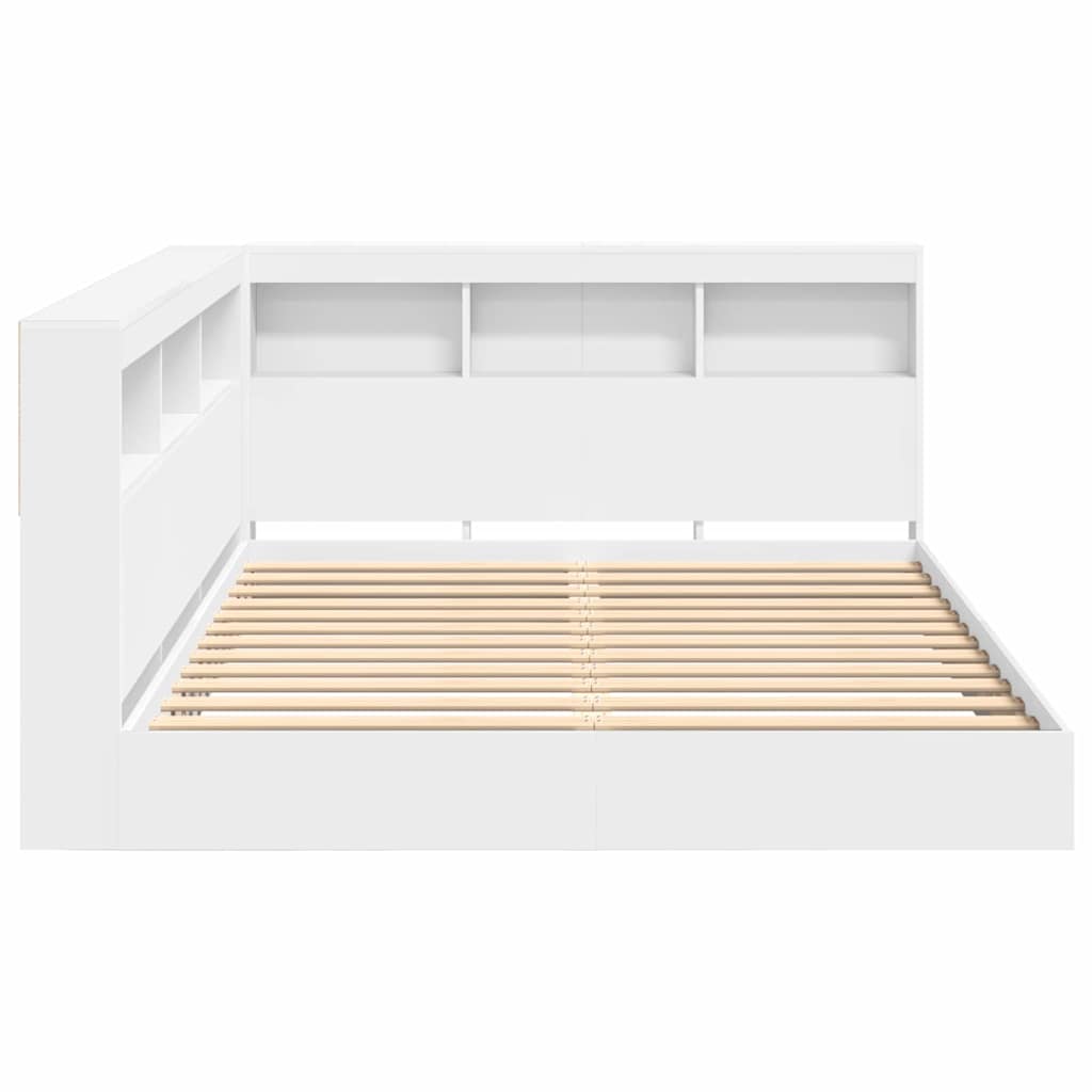 Bokhylle Seng med hodegjerde Hvit 150 x 200 cm Konstruert tre