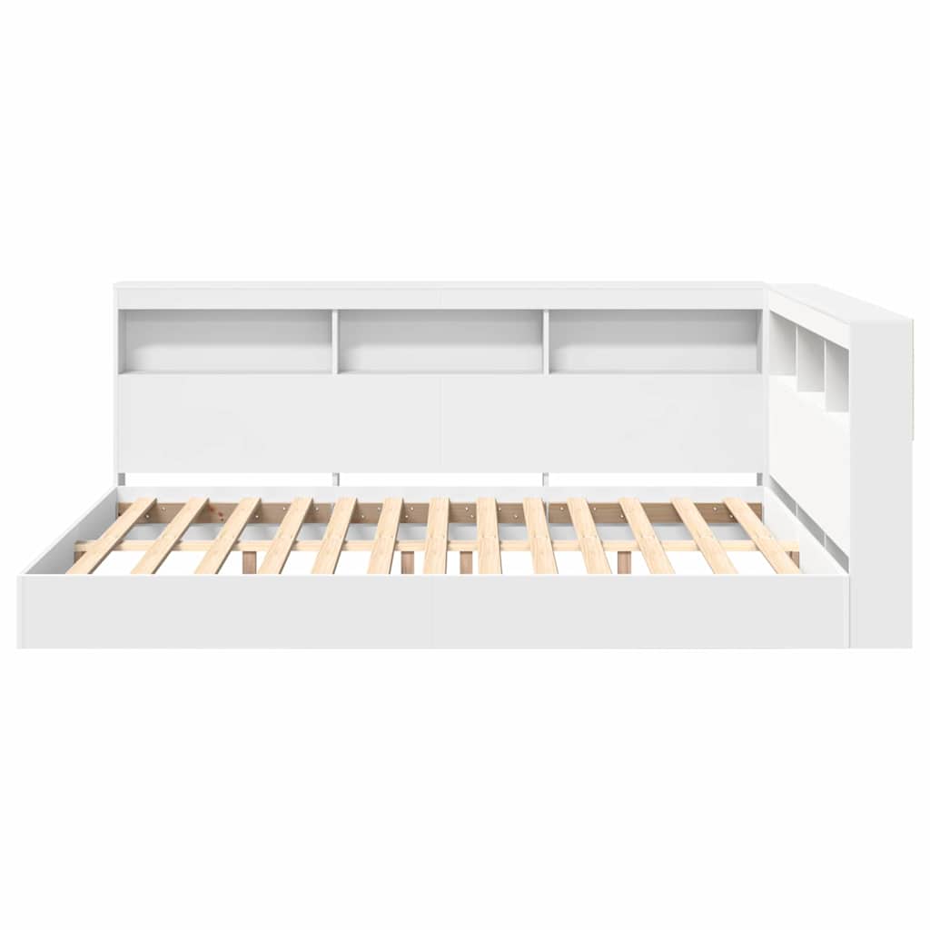 Bokhylle Seng med hodegjerde Hvit 160 x 200 cm Konstruert tre