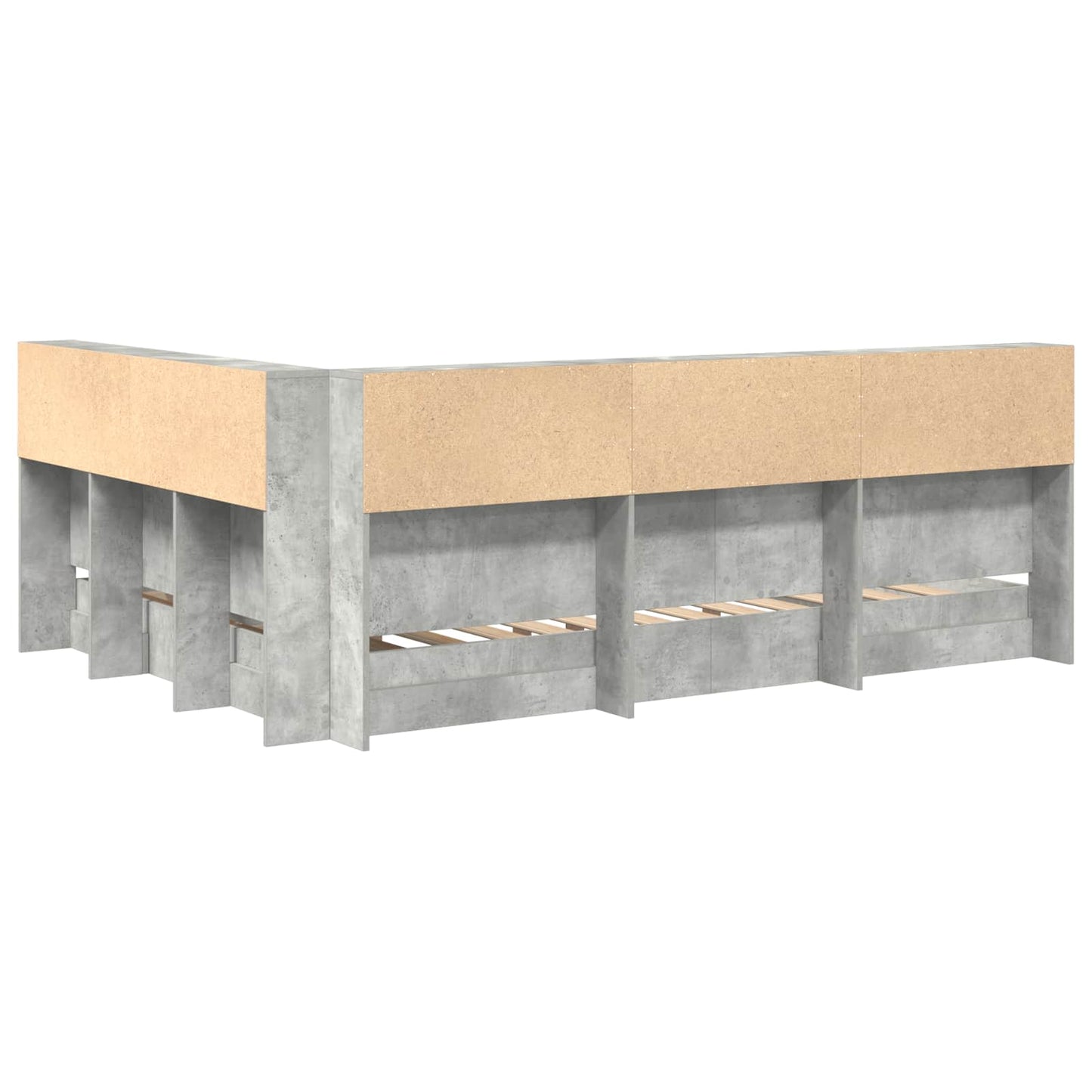 Bokhylle Seng med lagring Betonggrå 160 x 200 cm Konstruert tre