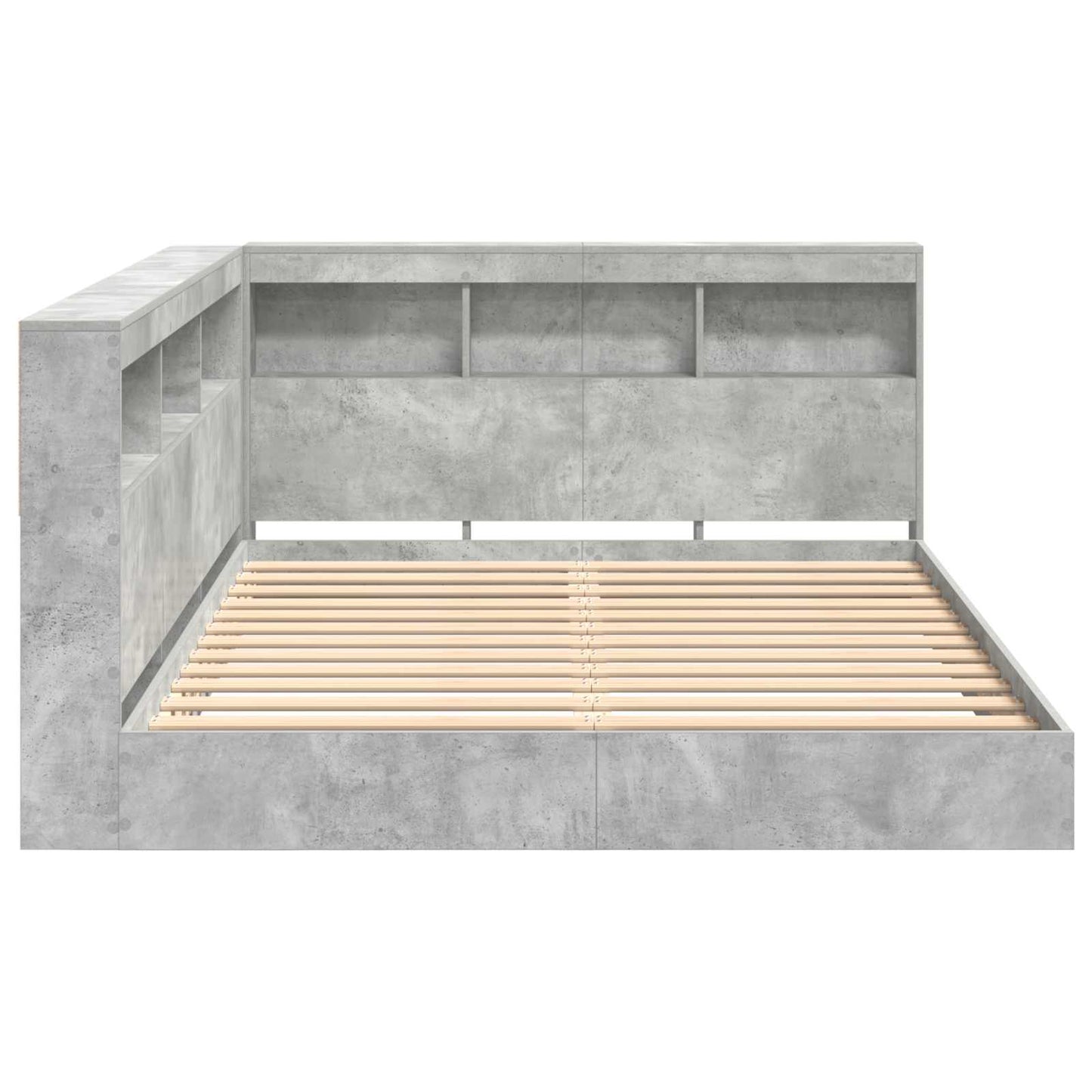 Bokhylle Seng med lagring Betonggrå 160 x 200 cm Konstruert tre
