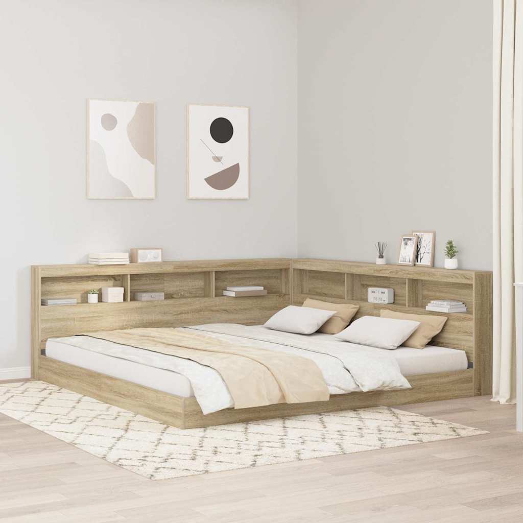 Bokhylle Seng med hylle Sonoma eik 180 x 200 cm Konstruert tre
