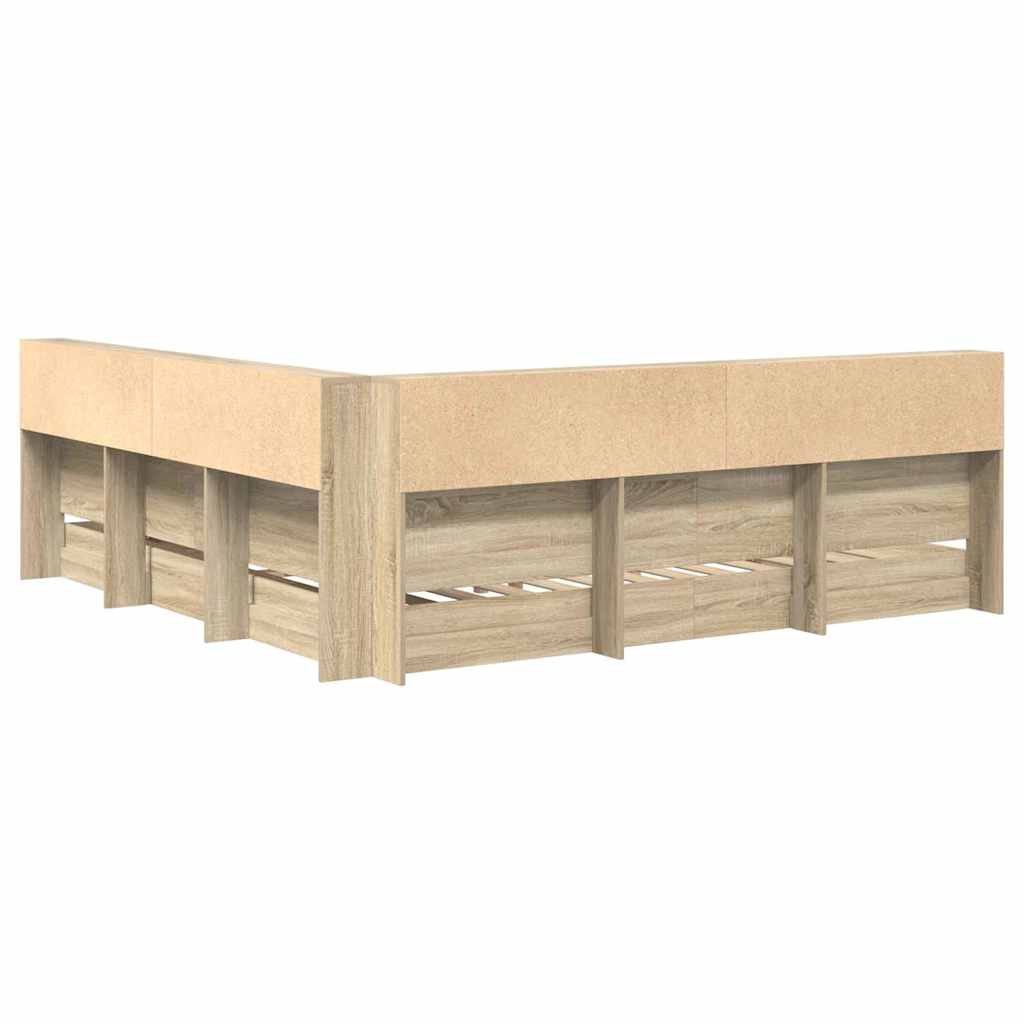Bokhylle Seng med hylle Sonoma eik 180 x 200 cm Konstruert tre