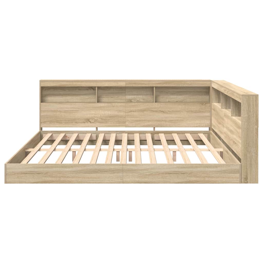 Bokhylle Seng med hylle Sonoma eik 180 x 200 cm Konstruert tre