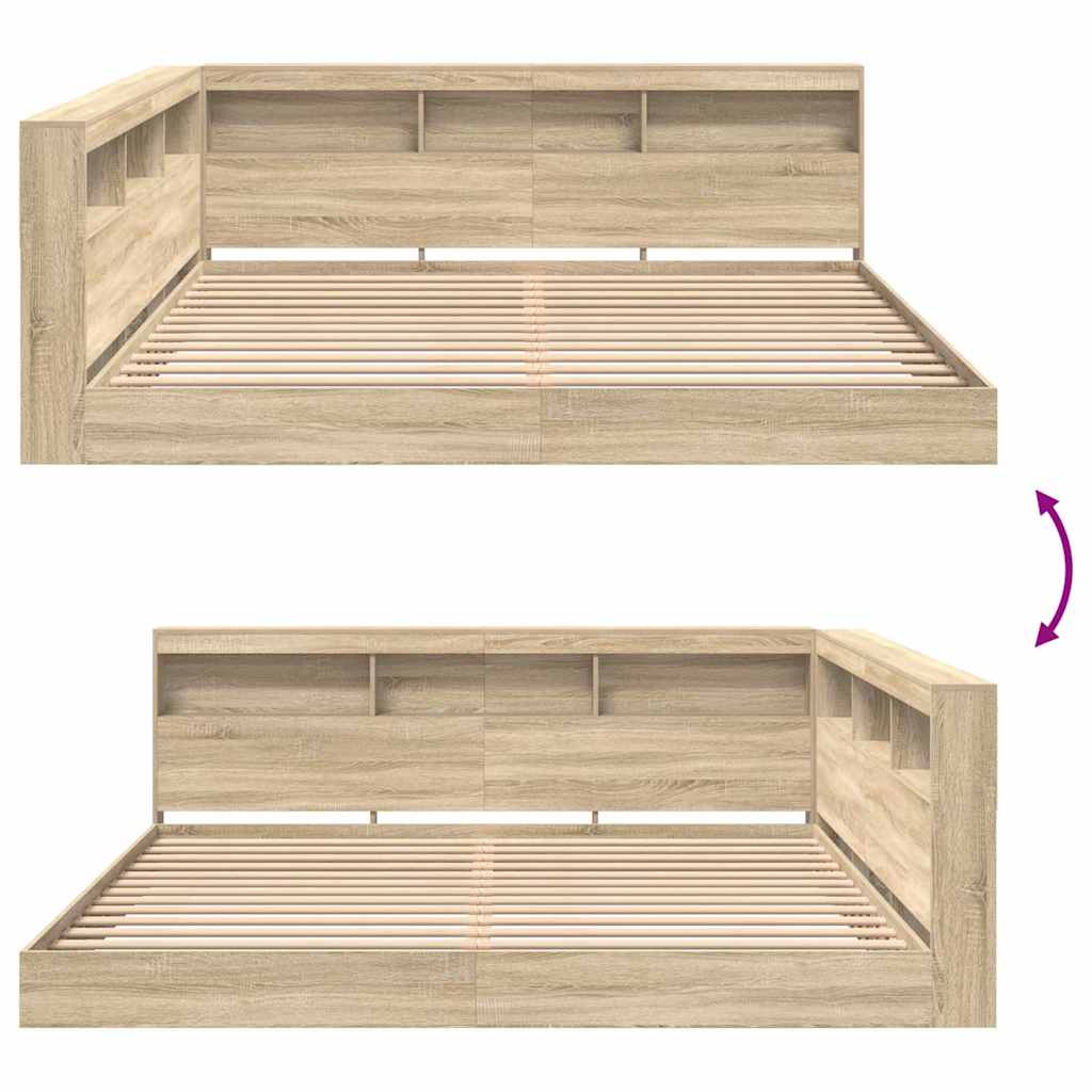Bokhylle Seng med hylle Sonoma eik 180 x 200 cm Konstruert tre