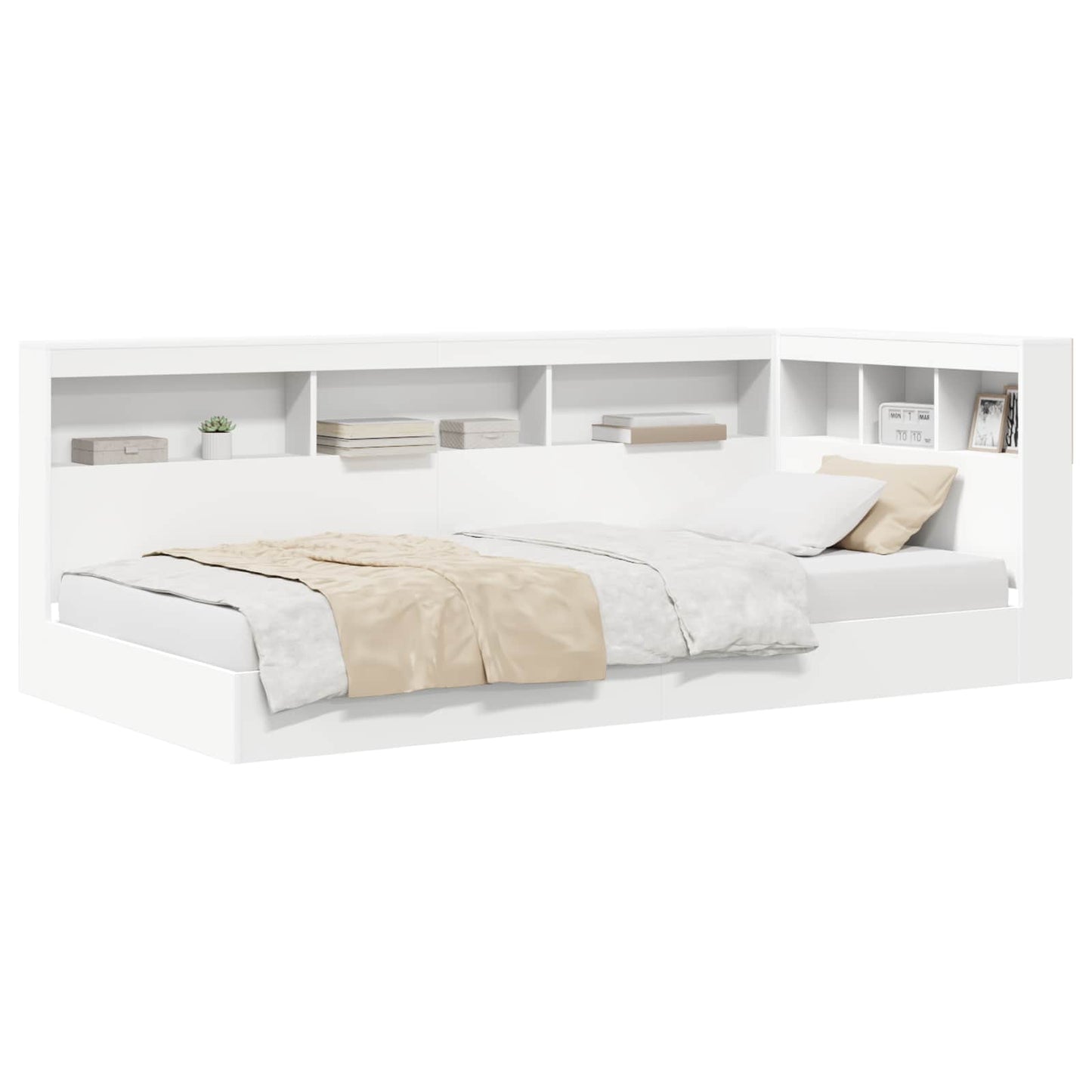 Bokhylle Seng med hodegjerde Hvit 90 x 190 cm Konstruert tre