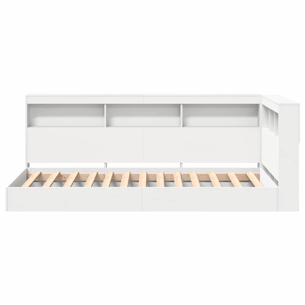 Bokhylle Seng med hodegjerde Hvit 90 x 190 cm Konstruert tre