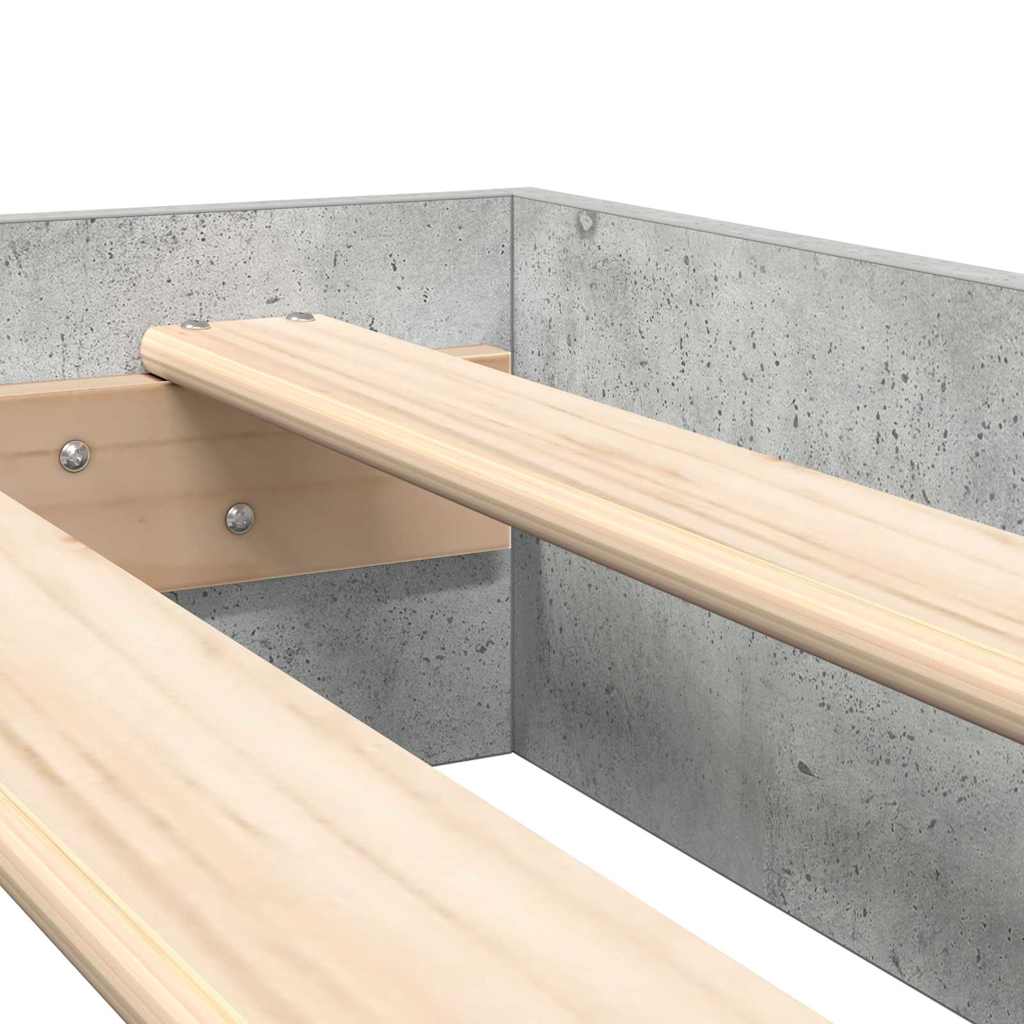 Bokhylle Seng med lagring Betonggrå 75 x 190 cm Konstruert tre
