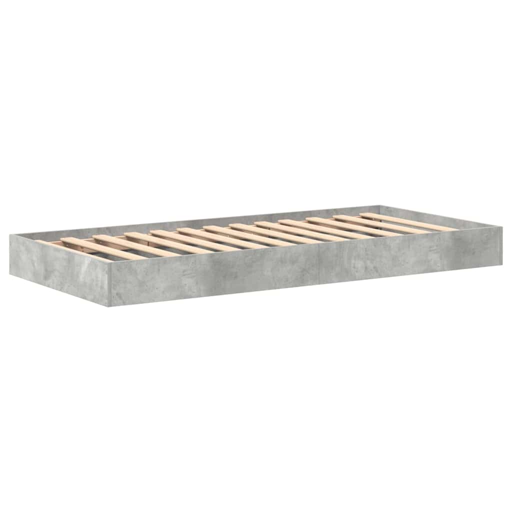 Bokhylle Seng med lagring Betonggrå 75 x 190 cm Konstruert tre