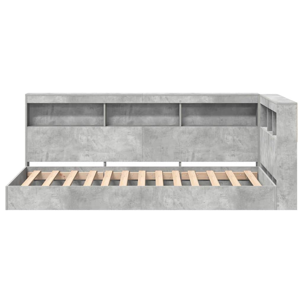 Bokhylle Seng med lagring Betonggrå 75 x 190 cm Konstruert tre