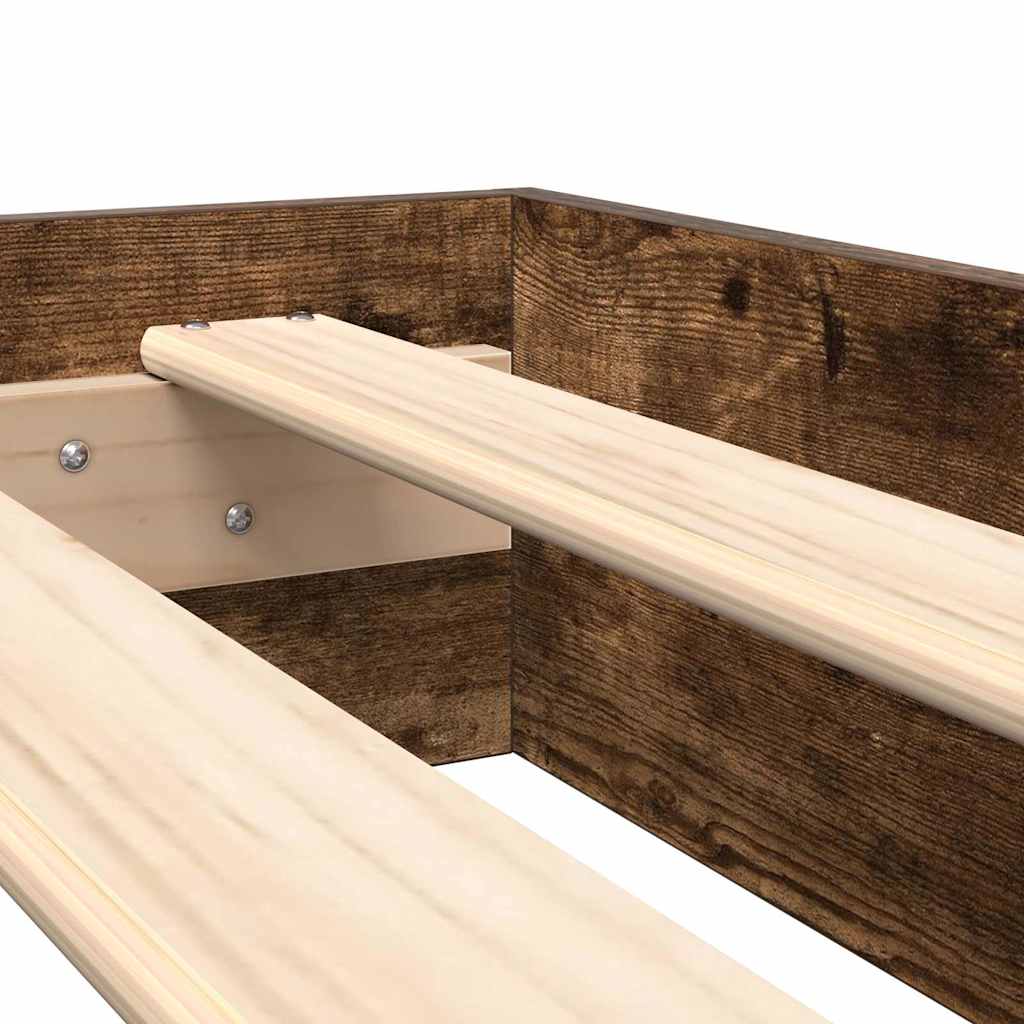 Bokhylle Seng med lagring Røkt eik 75 x 190 cm Konstruert tre