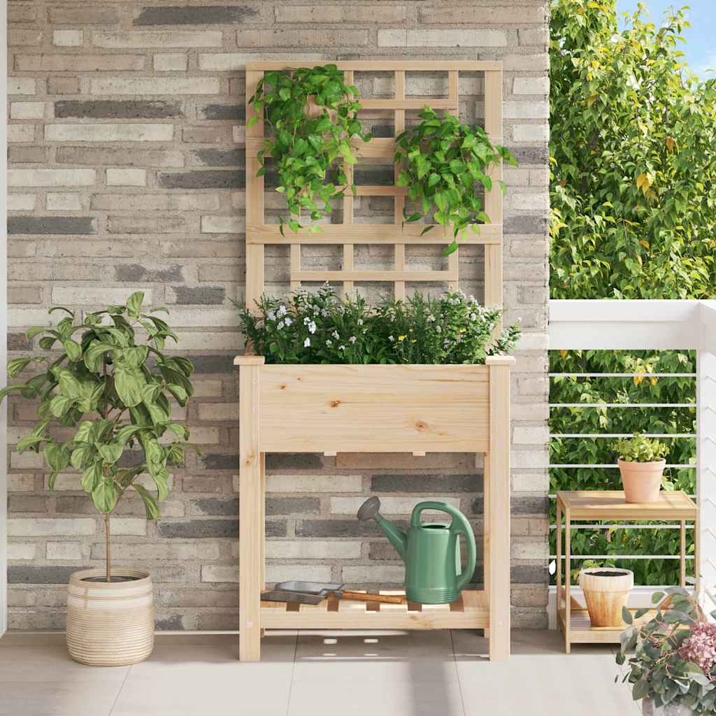Hageblomsterpotte Beige 71 x 38 x 152 cm Massiv Furu Tre