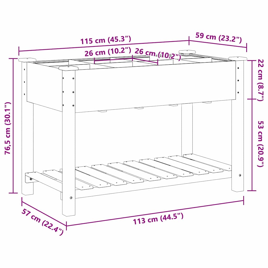 Hageblomsterpotte Beige 115 x 59 x 76,5 cm Massiv Furu Tre